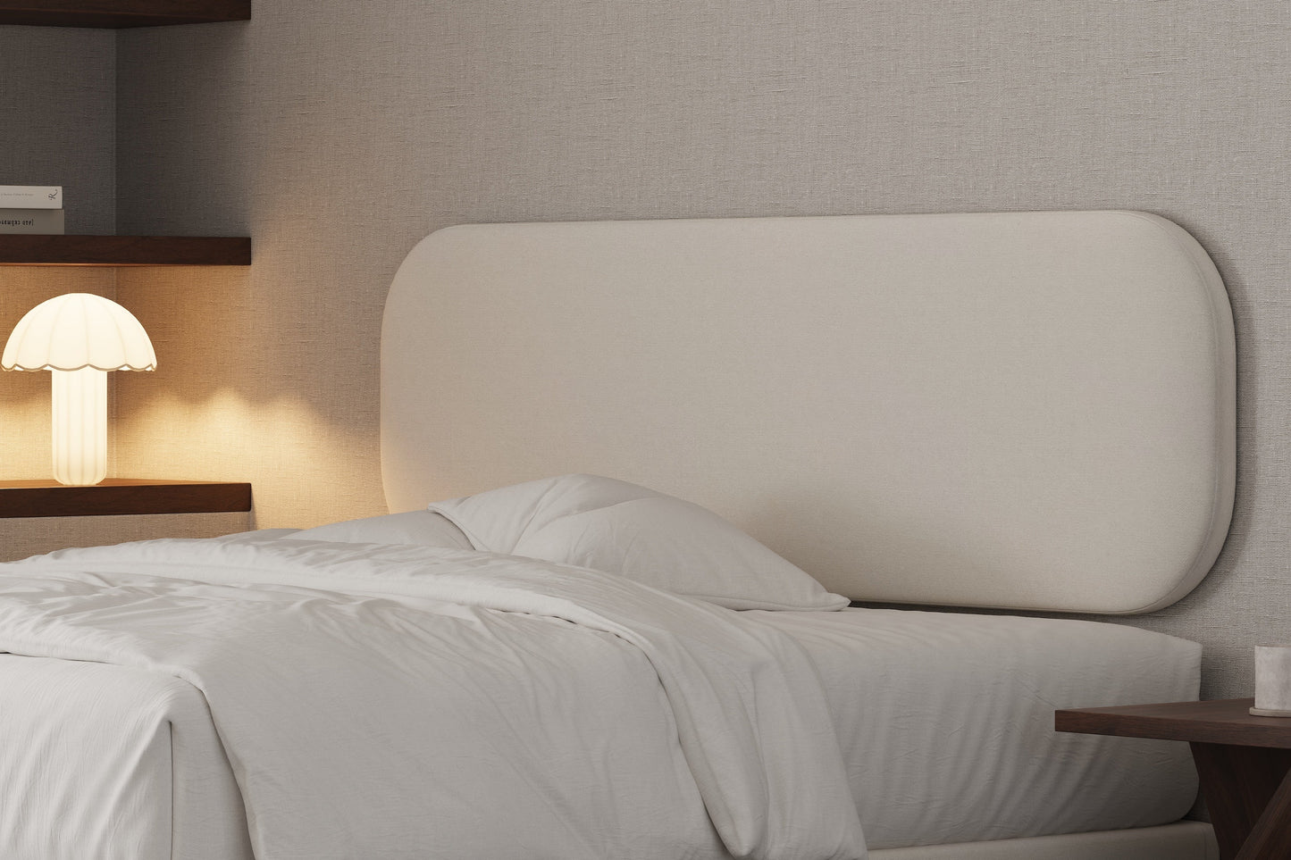 Above wall hung headboard